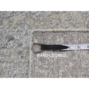 2'x3' Cloud Gray, Wool and Silk, Jacquard Hand Loomed, Sample Mat Oriental Rug FWR526872