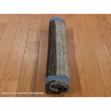 Load image into Gallery viewer, 2&#39;x3&#39; Taupe Brown, Natural Wool, Hand Woven, Undyed Flat Weave Kilim, Wide Stripe Design, Sample Oriental Rug FWR526884