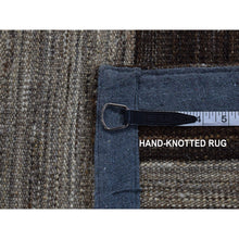 Load image into Gallery viewer, 2&#39;x3&#39; Taupe Brown, Natural Wool, Hand Woven, Undyed Flat Weave Kilim, Wide Stripe Design, Sample Oriental Rug FWR526884