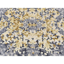 Load image into Gallery viewer, 2&#39;x3&#39; Dim Gray, Modern Abstract Design, Wool and Silk, Hand Knotted, Sample Mat Oriental Rug FWR526896