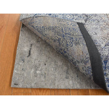 Load image into Gallery viewer, 2&#39;x3&#39;1&quot; Air Force Blue, Silk with Textured Wool, Hand Knotted, ERASED ROSSETS, Sample Mat Oriental Rug FWR526908