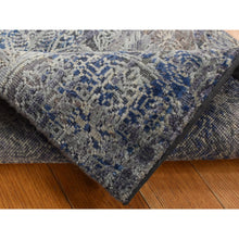 Load image into Gallery viewer, 2&#39;x3&#39;1&quot; Air Force Blue, Silk With Textured Wool, Hand Knotted, Erased Rossets, Sample Mat Oriental Rug FWR526908