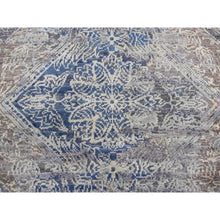 Load image into Gallery viewer, 2&#39;x3&#39;1&quot; Air Force Blue, Silk with Textured Wool, Hand Knotted, ERASED ROSSETS, Sample Mat Oriental Rug FWR526908