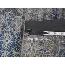 Load image into Gallery viewer, 2&#39;x3&#39;1&quot; Air Force Blue, Silk With Textured Wool, Hand Knotted, Erased Rossets, Sample Mat Oriental Rug FWR526908