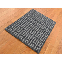 Load image into Gallery viewer, 2&#39;x2&#39;10&quot; Charcoal Gray, Wool And Silk, Modern Roman Key Design, Hand Knotted, Sample Oriental Rug FWR526926