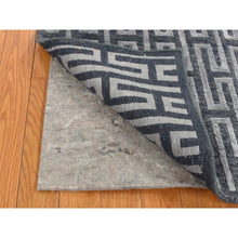 Load image into Gallery viewer, 2&#39;x2&#39;10&quot; Charcoal Gray, Wool And Silk, Modern Roman Key Design, Hand Knotted, Sample Oriental Rug FWR526926