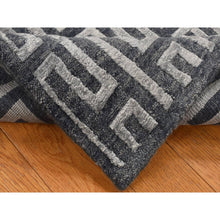 Load image into Gallery viewer, 2&#39;x2&#39;10&quot; Charcoal Gray, Wool And Silk, Modern Roman Key Design, Hand Knotted, Sample Oriental Rug FWR526926