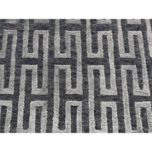 Load image into Gallery viewer, 2&#39;x2&#39;10&quot; Charcoal Gray, Wool And Silk, Modern Roman Key Design, Hand Knotted, Sample Oriental Rug FWR526926