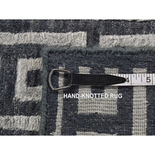 Load image into Gallery viewer, 2&#39;x2&#39;10&quot; Charcoal Gray, Wool and Silk, Modern Roman Key Design, Hand Knotted, Sample Oriental Rug FWR526926