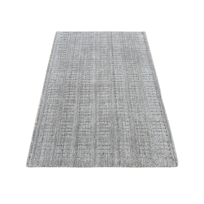 2'x3' Spanish Gray, 100% Wool, Tone on Tone Design, Hand Loomed, Sample Oriental Rug FWR526950