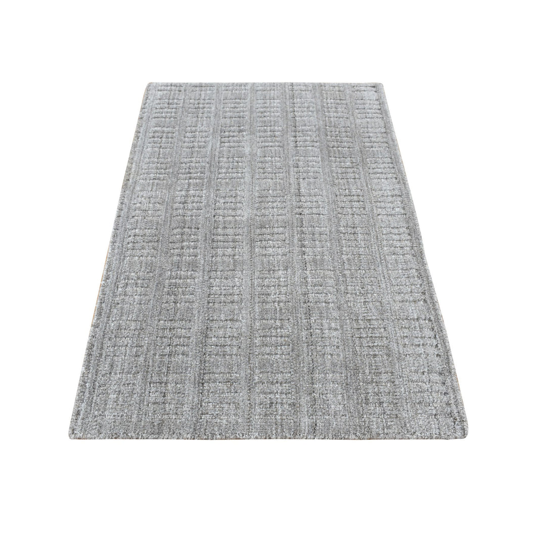 2'x3' Spanish Gray, 100% Wool, Tone on Tone Design, Hand Loomed, Sample Oriental Rug FWR526950