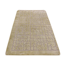 Load image into Gallery viewer, 2&#39;x3&#39; Vanilla White, Modern Design, Raised Pile, Hand Knotted, 100% Wool, Sample Oriental Rug FWR526974
