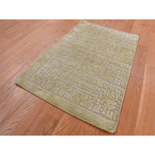 Load image into Gallery viewer, 2&#39;x3&#39; Vanilla White, Modern Design, Raised Pile, Hand Knotted, 100% Wool, Sample Oriental Rug FWR526974