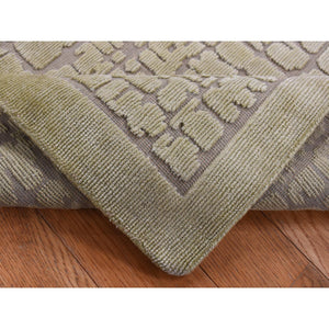 2'x3' Vanilla White, Modern Design, Raised Pile, Hand Knotted, 100% Wool, Sample Oriental Rug FWR526974