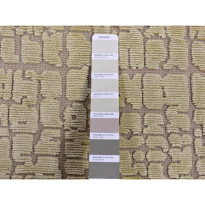 2'x3' Vanilla White, Modern Design, Raised Pile, Hand Knotted, 100% Wool, Sample Oriental Rug FWR526974