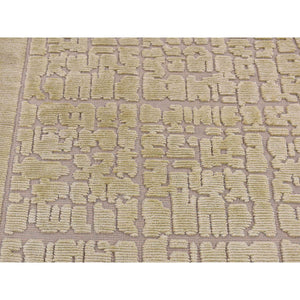 2'x3' Vanilla White, Modern Design, Raised Pile, Hand Knotted, 100% Wool, Sample Oriental Rug FWR526974