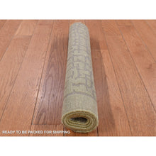 Load image into Gallery viewer, 2&#39;x3&#39; Vanilla White, Modern Design, Raised Pile, Hand Knotted, 100% Wool, Sample Oriental Rug FWR526974