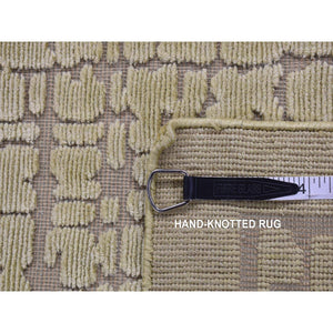 2'x3' Vanilla White, Modern Design, Raised Pile, Hand Knotted, 100% Wool, Sample Oriental Rug FWR526974