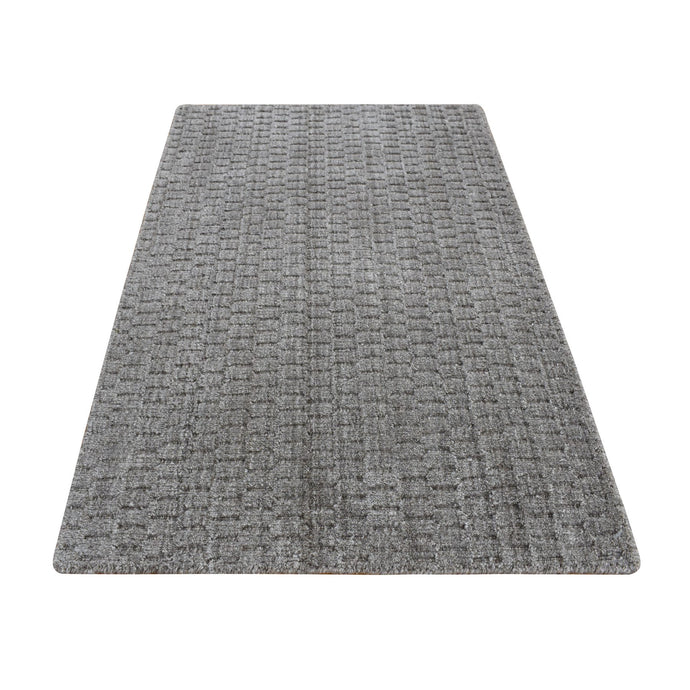 2'x3' Scorpion Gray, Hand Loomed, Tone on Tone Design, 100% Wool, Sample Oriental Rug FWR526980