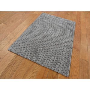 2'x3' Scorpion Gray, Hand Loomed, Tone on Tone Design, 100% Wool, Sample Oriental Rug FWR526980