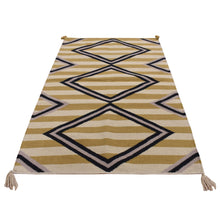 Load image into Gallery viewer, 3&#39;2&quot;x5&#39; Cream Color, Navajo Striped Design, Flat Weave, Hand Woven, Oriental Rug FWR526986