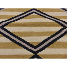 Load image into Gallery viewer, 3&#39;2&quot;x5&#39; Cream Color, Navajo Striped Design, Flat Weave, Hand Woven, Oriental Rug FWR526986