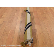 Load image into Gallery viewer, 3&#39;2&quot;x5&#39; Cream Color, Navajo Striped Design, Flat Weave, Hand Woven, Oriental Rug FWR526986