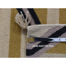Load image into Gallery viewer, 3&#39;2&quot;x5&#39; Cream Color, Navajo Striped Design, Flat Weave, Hand Woven, Oriental Rug FWR526986