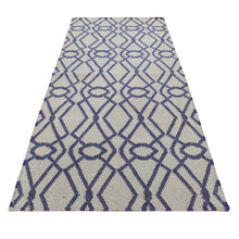 Load image into Gallery viewer, 2&#39;6&#39;&#39;x6&#39; Ice Blue, Hand Woven, Durie Kilim, Geometric Design, Wool, Flat Weave, Reversible, Runner Oriental Rug FWR526992