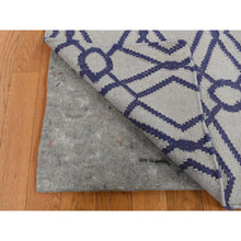 Load image into Gallery viewer, 2&#39;6&#39;&#39;x6&#39; Ice Blue, Hand Woven, Durie Kilim, Geometric Design, Wool, Flat Weave, Reversible, Runner Oriental Rug FWR526992