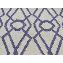 Load image into Gallery viewer, 2&#39;6&#39;&#39;x6&#39; Ice Blue, Hand Woven, Durie Kilim, Geometric Design, Wool, Flat Weave, Reversible, Runner Oriental Rug FWR526992