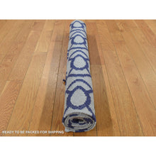 Load image into Gallery viewer, 2&#39;6&#39;&#39;x6&#39; Ice Blue, Hand Woven, Durie Kilim, Geometric Design, Wool, Flat Weave, Reversible, Runner Oriental Rug FWR526992