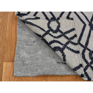2'9''x6' Goose Gray, Wool, Flat Weave, Hand Woven, Durie Kilim, Geometric Design, Reversible, Runner Oriental Rug FWR527004