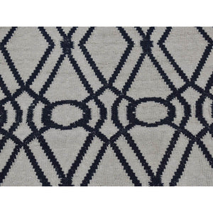 2'9''x6' Goose Gray, Wool, Flat Weave, Hand Woven, Durie Kilim, Geometric Design, Reversible, Runner Oriental Rug FWR527004