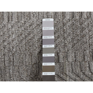 2'x3' Taupe Gray, Tone on Tone Chevron Design, Hand Loomed, 100% Wool, Oriental Rug FWR527010