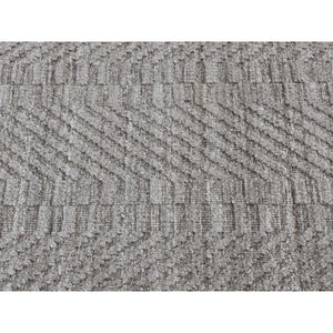 2'x3' Taupe Gray, Tone on Tone Chevron Design, Hand Loomed, 100% Wool, Oriental Rug FWR527010
