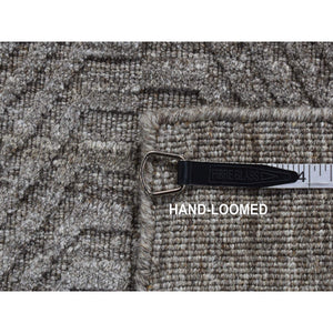 2'x3' Taupe Gray, Tone on Tone Chevron Design, Hand Loomed, 100% Wool, Oriental Rug FWR527010