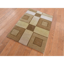Load image into Gallery viewer, 1&#39;10&quot;x2&#39;10&quot; Tan Brown, Modern Nepali Squares Design, 100% Wool, Hand Knotted, Oriental Rug FWR527016