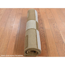 Load image into Gallery viewer, 1&#39;10&quot;x2&#39;10&quot; Tan Brown, Modern Nepali Squares Design, 100% Wool, Hand Knotted, Oriental Rug FWR527016