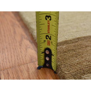 1'10"x2'10" Tan Brown, Modern Nepali Squares Design, 100% Wool, Hand Knotted, Oriental Rug FWR527016