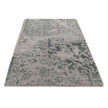 Load image into Gallery viewer, 2&#39;x3&#39; Timberwolf Gray, Wool and Silk, Heriz Broken and Erased Design, Handmade, Hand Knotted, Sample Oriental Rug FWR527022