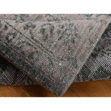 Load image into Gallery viewer, 2&#39;x3&#39; Timberwolf Gray, Wool And Silk, Heriz Broken And Erased Design, Handmade, Hand Knotted, Sample Oriental Rug FWR527022