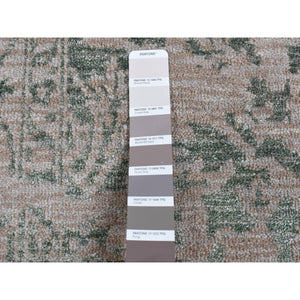 2'x3' Timberwolf Gray, Wool and Silk, Heriz Broken and Erased Design, Handmade, Hand Knotted, Sample Oriental Rug FWR527022