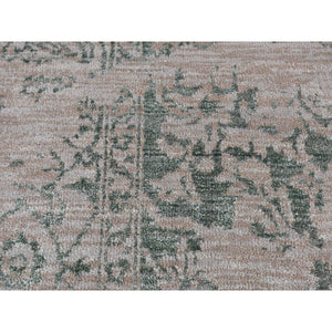 2'x3' Timberwolf Gray, Wool and Silk, Heriz Broken and Erased Design, Handmade, Hand Knotted, Sample Oriental Rug FWR527022