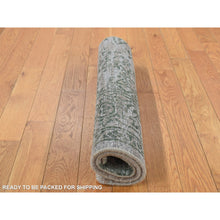 Load image into Gallery viewer, 2&#39;x3&#39; Timberwolf Gray, Wool And Silk, Heriz Broken And Erased Design, Handmade, Hand Knotted, Sample Oriental Rug FWR527022