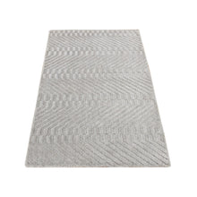 Load image into Gallery viewer, 2&#39;x3&#39; Goose Gray, Tone on Tone Chevron Design, Hand Loomed, Wool and Silk, Oriental Rug FWR527028