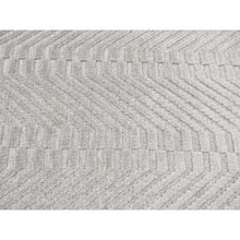 Load image into Gallery viewer, 2&#39;x3&#39; Goose Gray, Tone on Tone Chevron Design, Hand Loomed, Wool and Silk, Oriental Rug FWR527028