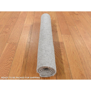 2'x3' Goose Gray, Tone on Tone Chevron Design, Hand Loomed, Wool and Silk, Oriental Rug FWR527028