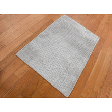 Load image into Gallery viewer, 2&#39;x3&#39; Timberwolf Gray, Wool and Silk, Tone on Tone Design, Hand Loomed, Oriental Rug FWR527034