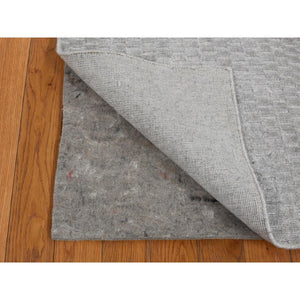 2'x3' Timberwolf Gray, Wool and Silk, Tone on Tone Design, Hand Loomed, Oriental Rug FWR527034